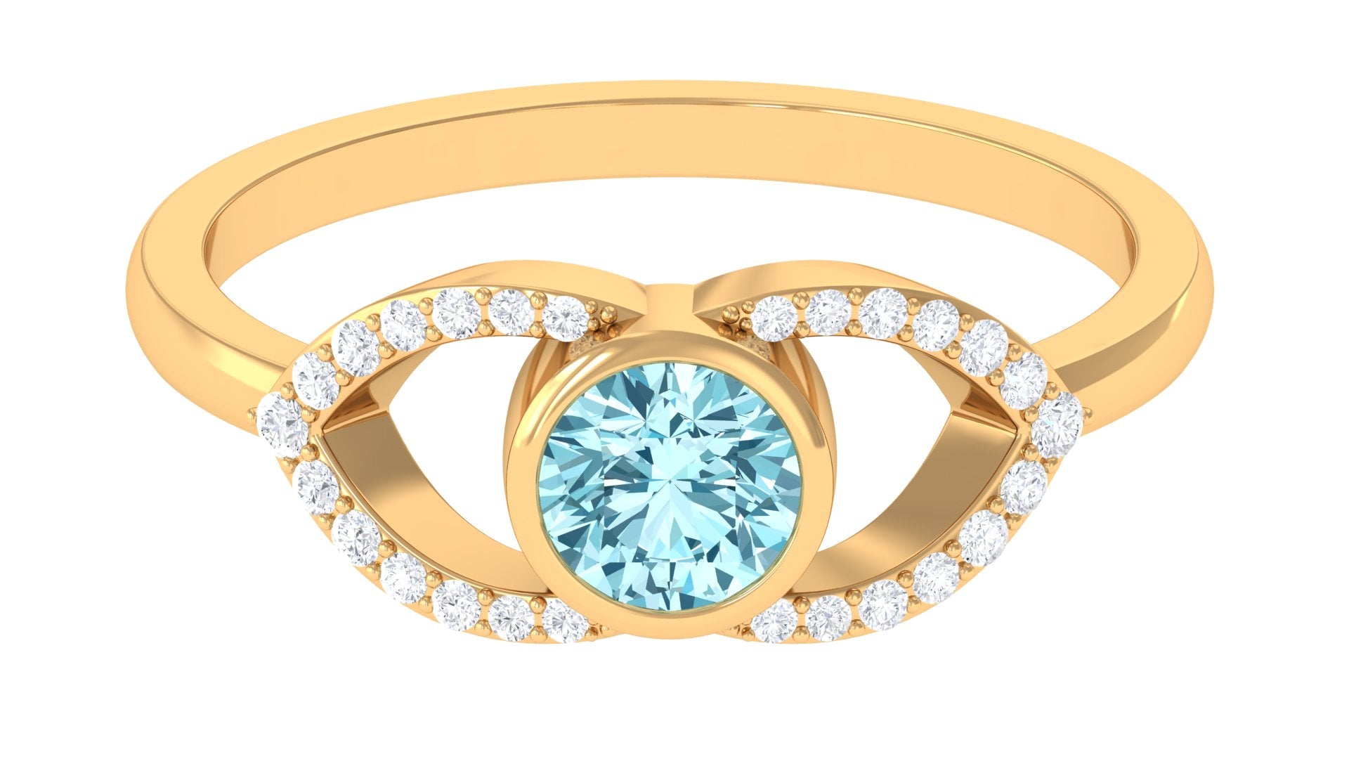 3/4 Ct Aquamarine and Diamond Split Shank Engagement Ring Aquamarine - ( AAA ) - Quality - Rosec Jewels