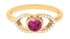 Pink Tourmaline Solitaire Split Shank Ring with Diamond Pink Tourmaline - ( AAA ) - Quality - Rosec Jewels
