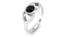 Bezel Set Solitaire Black Spinel and Diamond Ring in Split Shank Black Spinel - ( AAA ) - Quality - Rosec Jewels