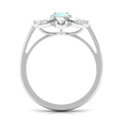 Oval Sky Blue Topaz and Moissanite Cocktail Flower Ring Sky Blue Topaz - ( AAA ) - Quality - Rosec Jewels