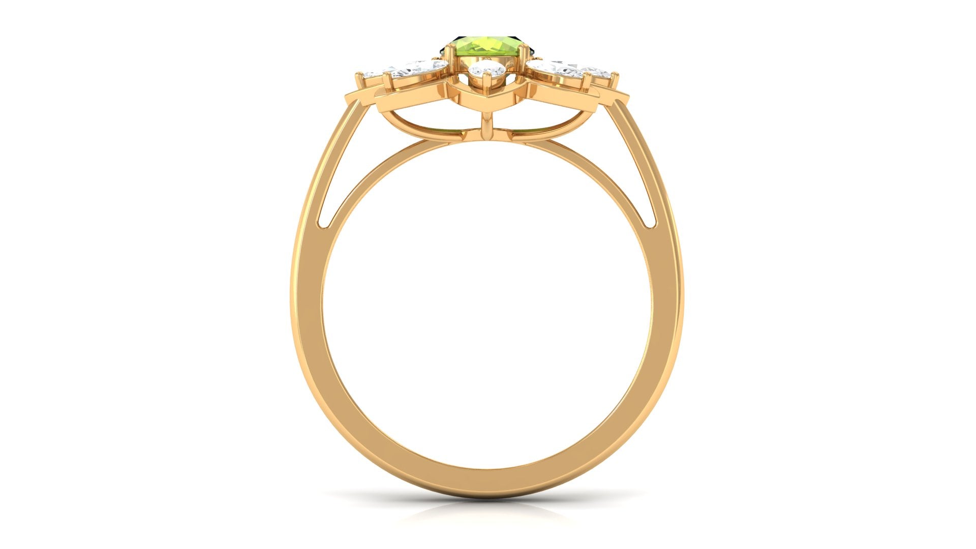 1.25 CT Oval Cut Peridot Cocktail Ring with Moissanite Peridot - ( AAA ) - Quality - Rosec Jewels