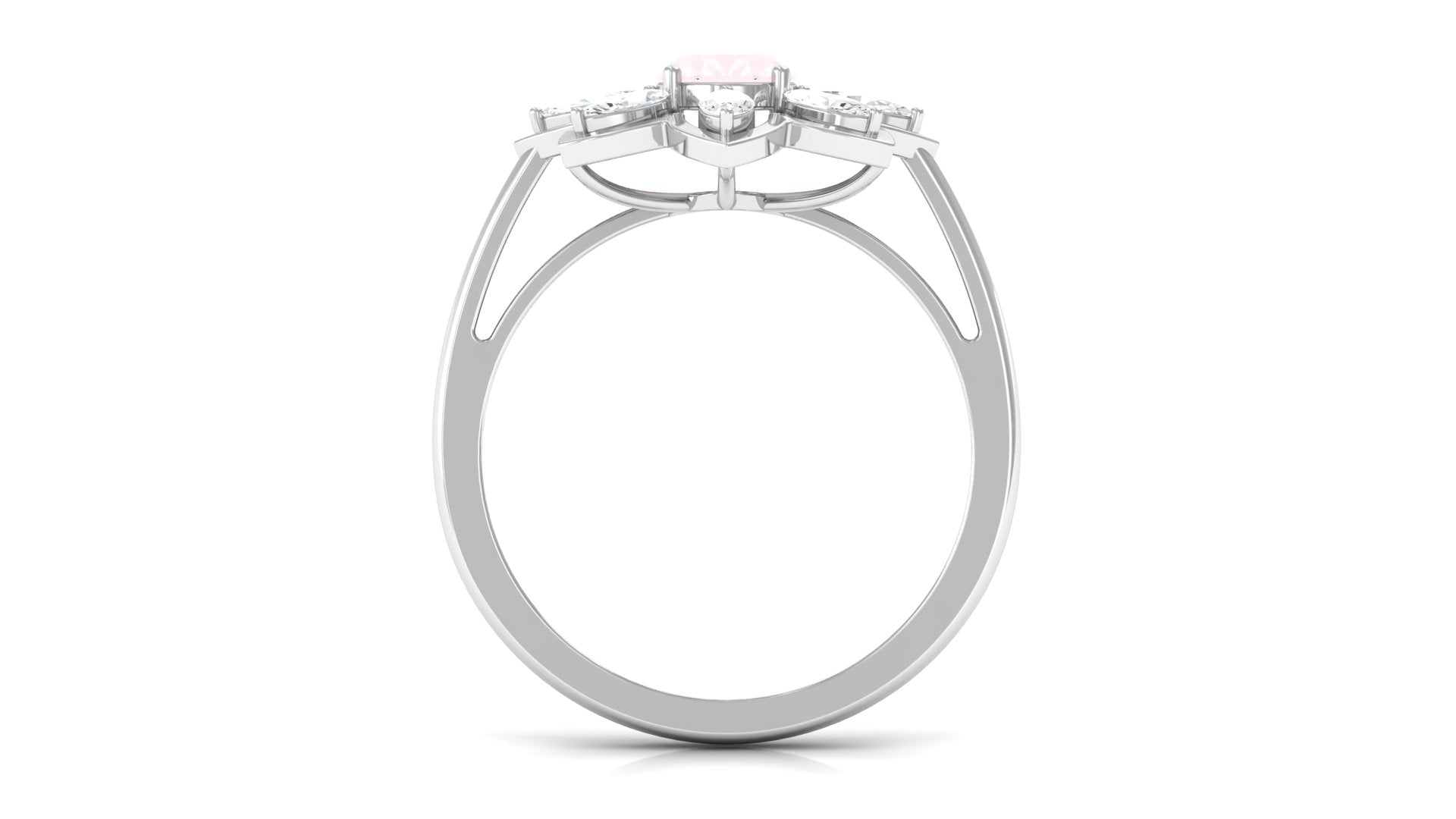 1.25 CT Oval Cut Rose Quartz Cocktail Ring with Moissanite Rose Quartz - ( AAA ) - Quality - Rosec Jewels