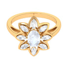 1.75 CT Oval Cut Moonstone and Moissanite Flower Cocktail Ring Moonstone - ( AAA ) - Quality - Rosec Jewels