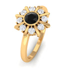 3/4 CT Natural Black Diamond and Diamond Statement Ring Black Diamond - ( AAA ) - Quality - Rosec Jewels