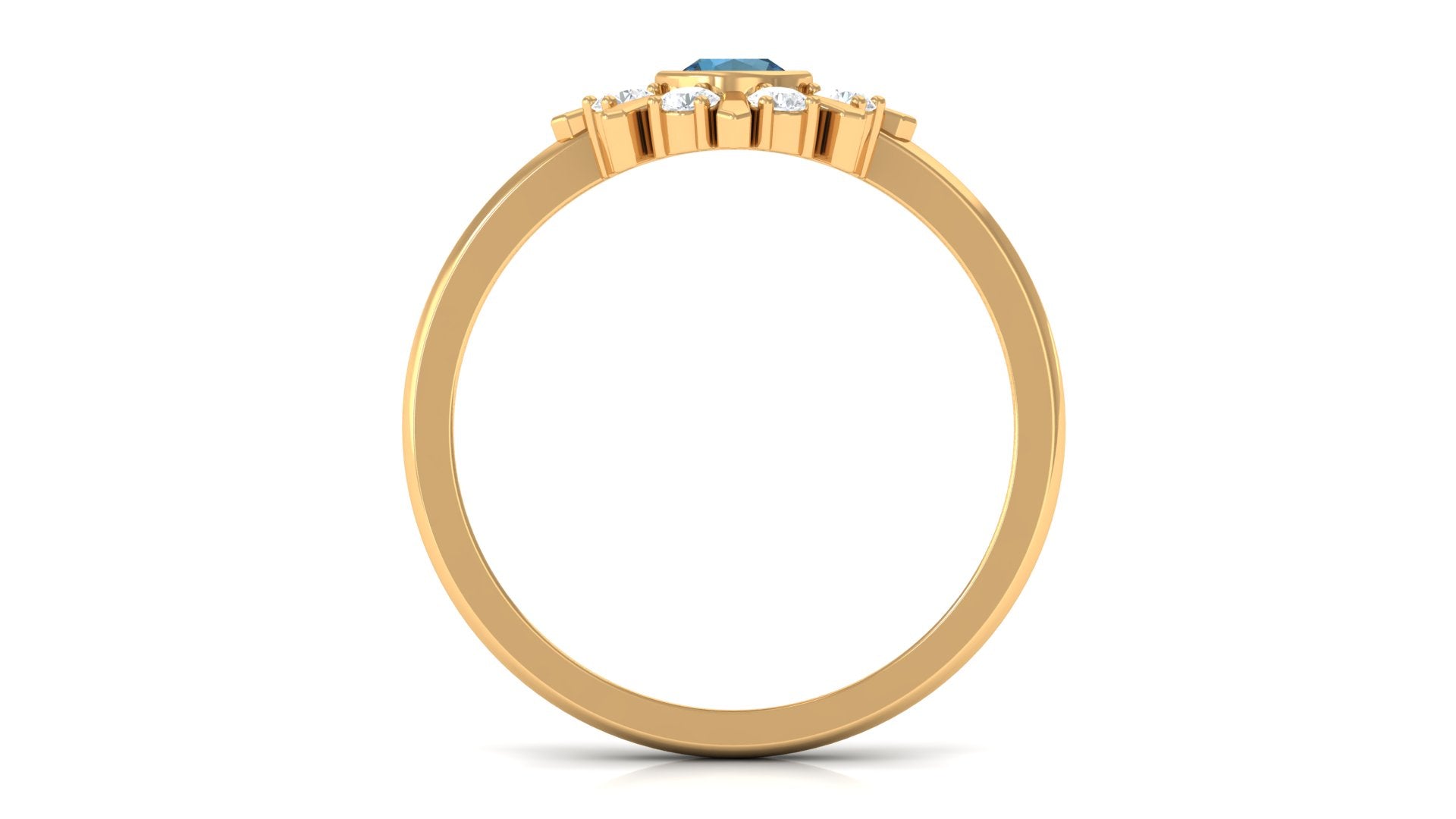 3/4 CT London Blue Topaz and Diamond Statement Ring London Blue Topaz - ( AAA ) - Quality - Rosec Jewels