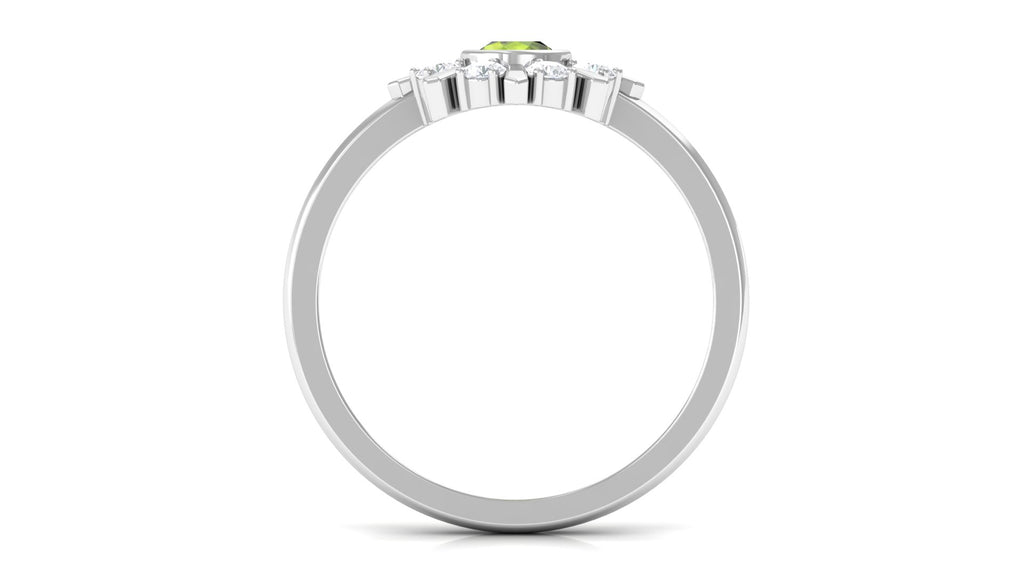 0.50 CT Natural Peridot Statement Ring with Diamond Stones Peridot - ( AAA ) - Quality - Rosec Jewels