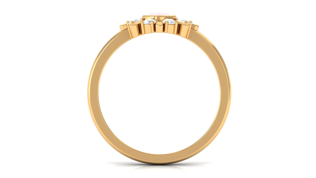 0.50 CT Real Rose Quartz Statement Ring with Diamond Stones Rose Quartz - ( AAA ) - Quality - Rosec Jewels