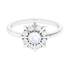 3/4 Carat Bezel Set Moonstone and Diamond Statement Ring Moonstone - ( AAA ) - Quality - Rosec Jewels