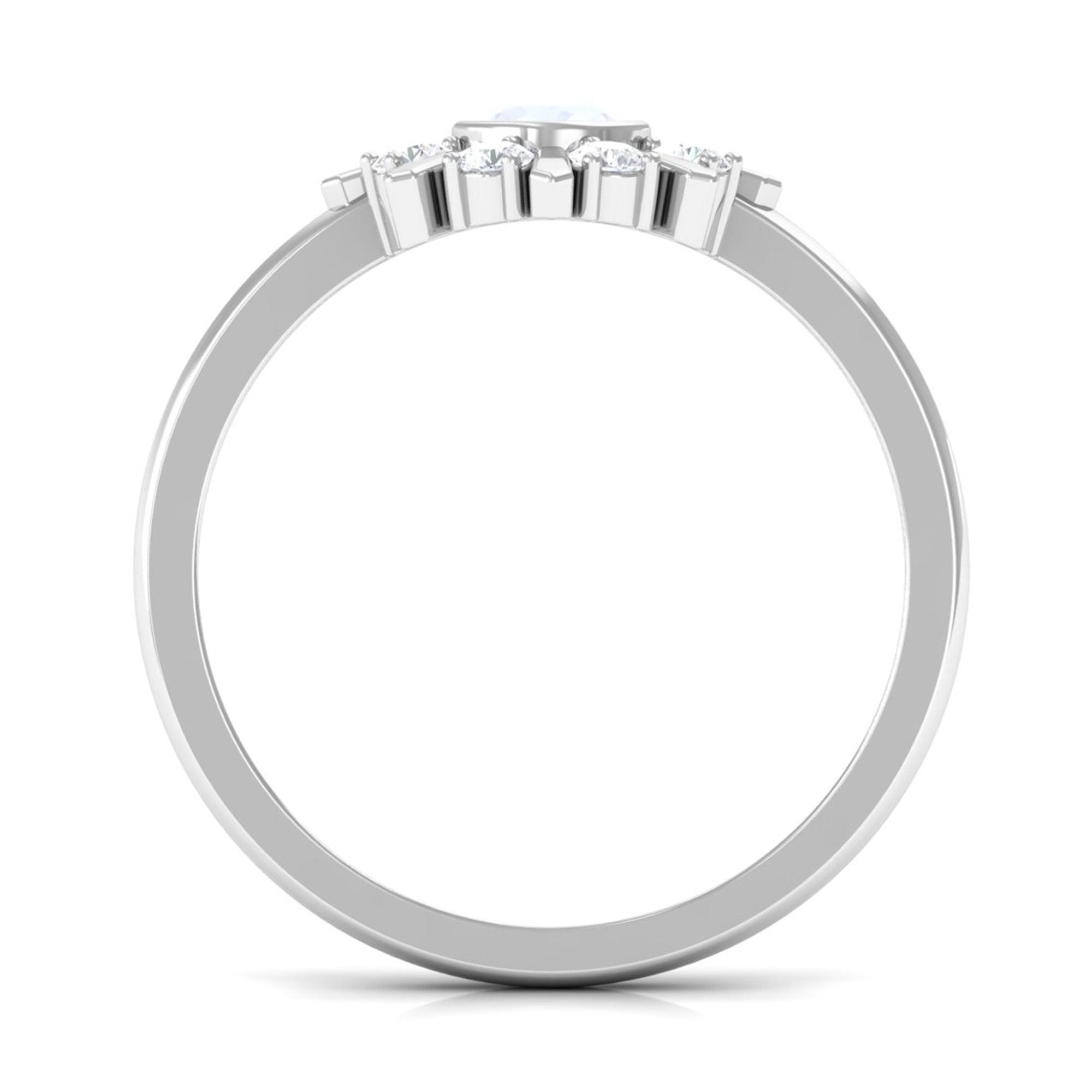 3/4 Carat Bezel Set Moonstone and Diamond Statement Ring Moonstone - ( AAA ) - Quality - Rosec Jewels