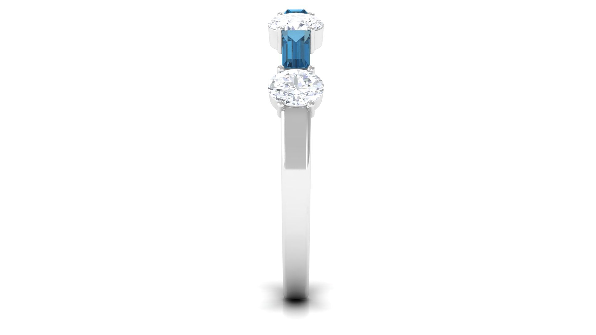 1.25 CT London Blue Topaz and Diamond Semi Eternity Ring London Blue Topaz - ( AAA ) - Quality - Rosec Jewels