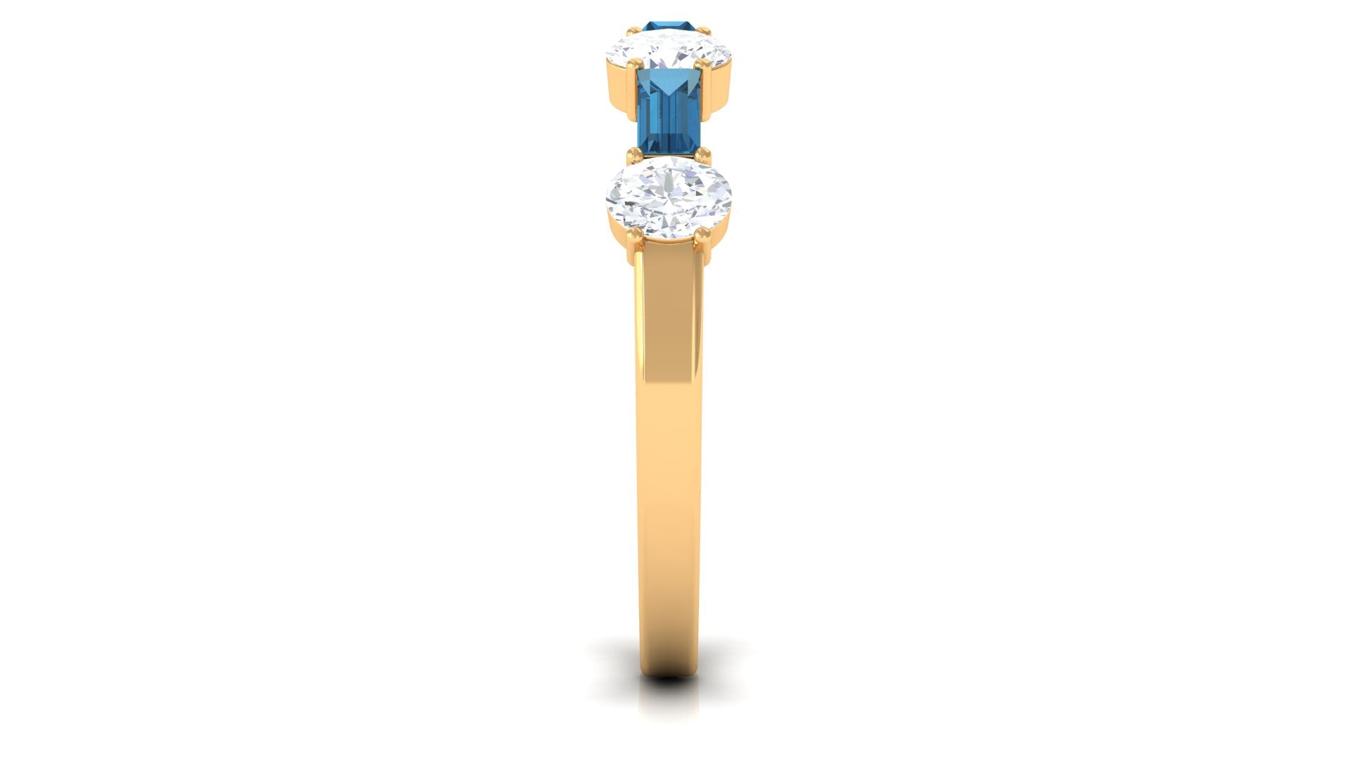 1.25 CT London Blue Topaz and Diamond Semi Eternity Ring London Blue Topaz - ( AAA ) - Quality - Rosec Jewels