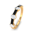 Certified Black Onyx and Moissanite Half Eternity Ring Black Onyx - ( AAA ) - Quality - Rosec Jewels