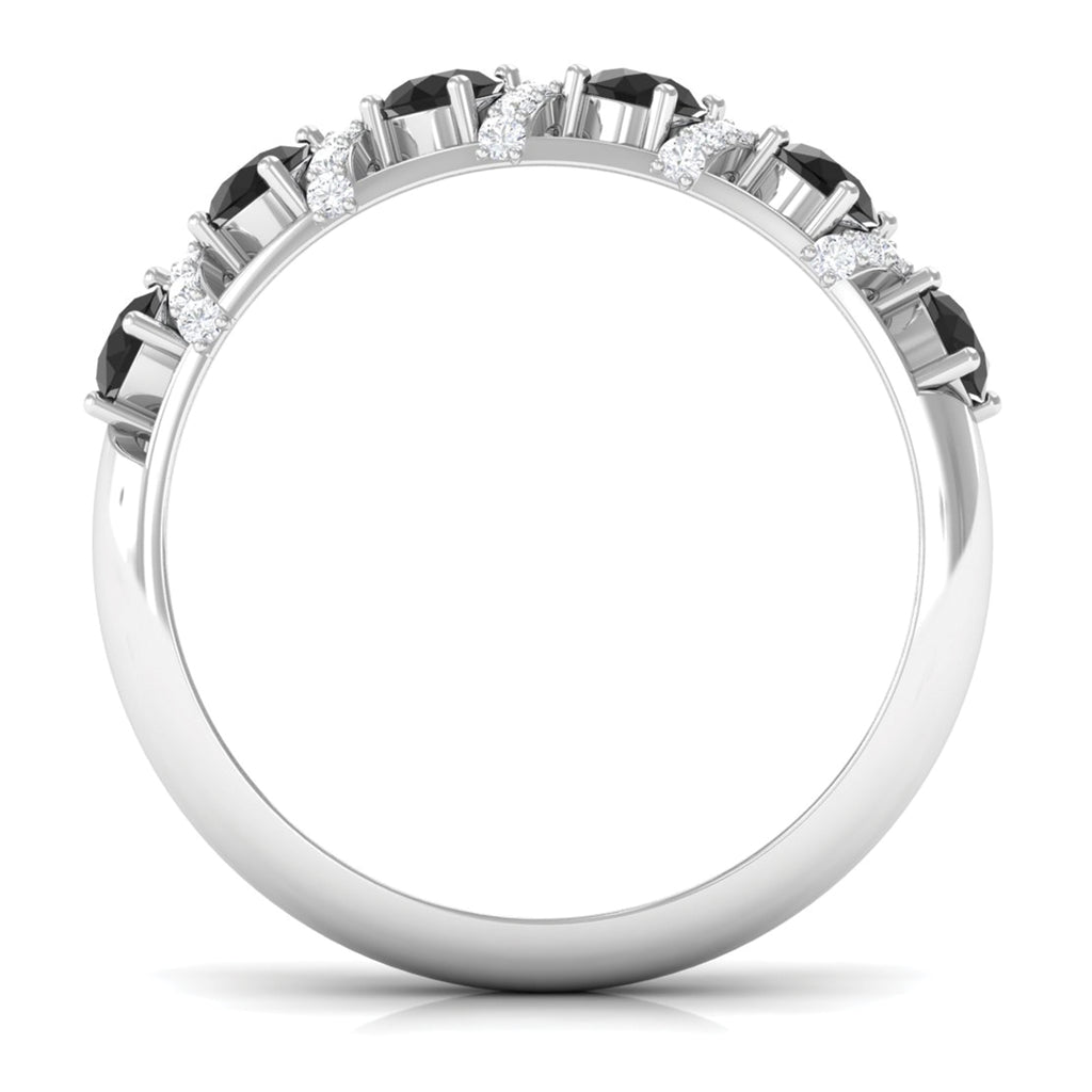 3/4 CT Designer Black Diamond Anniversary Ring with Diamond Black Diamond - ( AAA ) - Quality - Rosec Jewels