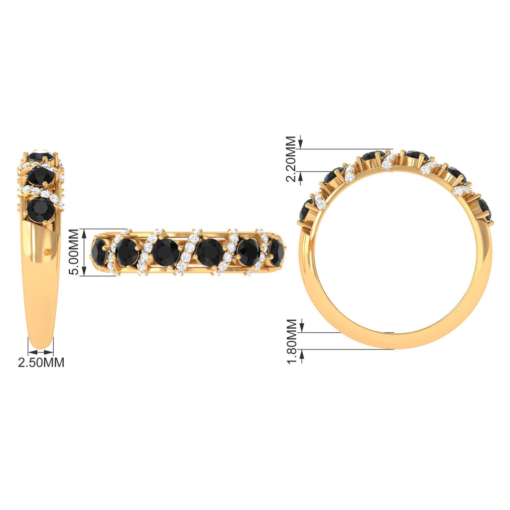3/4 CT Designer Black Diamond Anniversary Ring with Diamond Black Diamond - ( AAA ) - Quality - Rosec Jewels