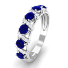 Blue Sapphire and Diamond Designer Anniversary Ring Blue Sapphire - ( AAA ) - Quality - Rosec Jewels