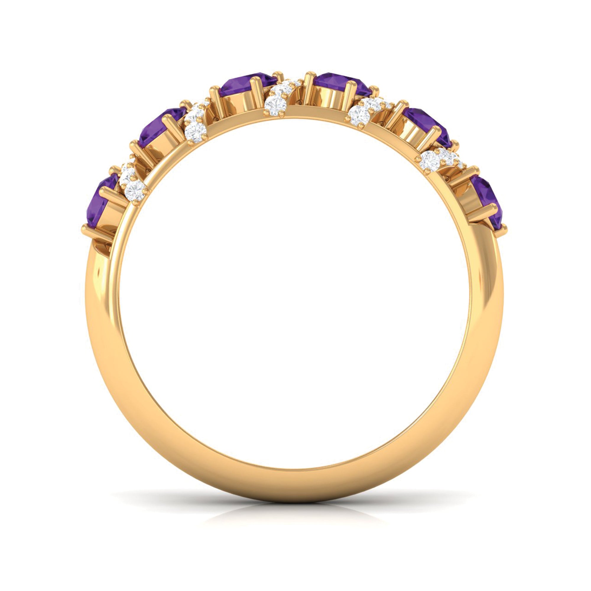 3/4 CT Amethyst and Diamond Designer Anniversary Ring Amethyst - ( AAA ) - Quality - Rosec Jewels