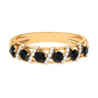 Black Spinel Designer Anniversary Band with Diamond Black Spinel - ( AAA ) - Quality - Rosec Jewels