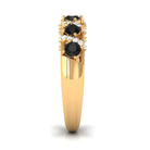Black Spinel Designer Anniversary Band with Diamond Black Spinel - ( AAA ) - Quality - Rosec Jewels