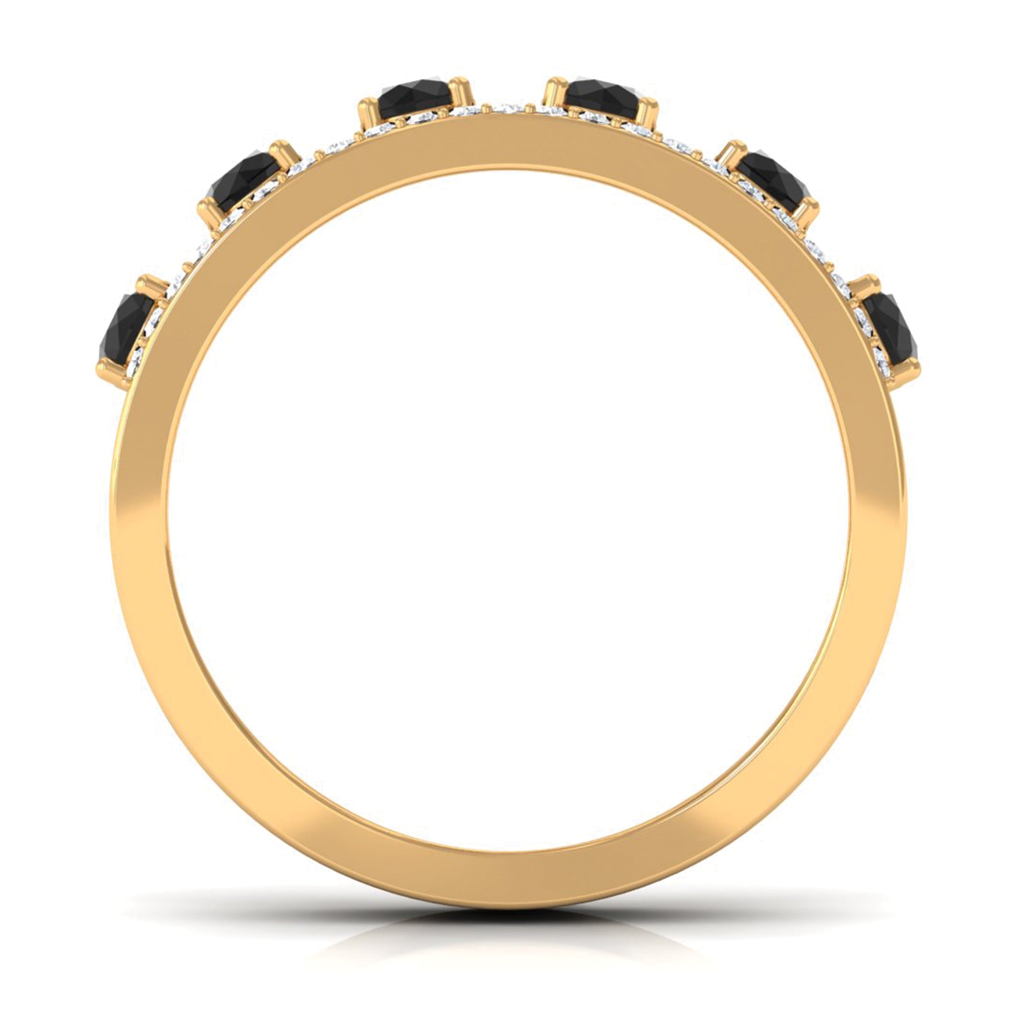 1 CT Natural Black Diamond Anniversary Ring with Moissanite Black Diamond - ( AAA ) - Quality - Rosec Jewels