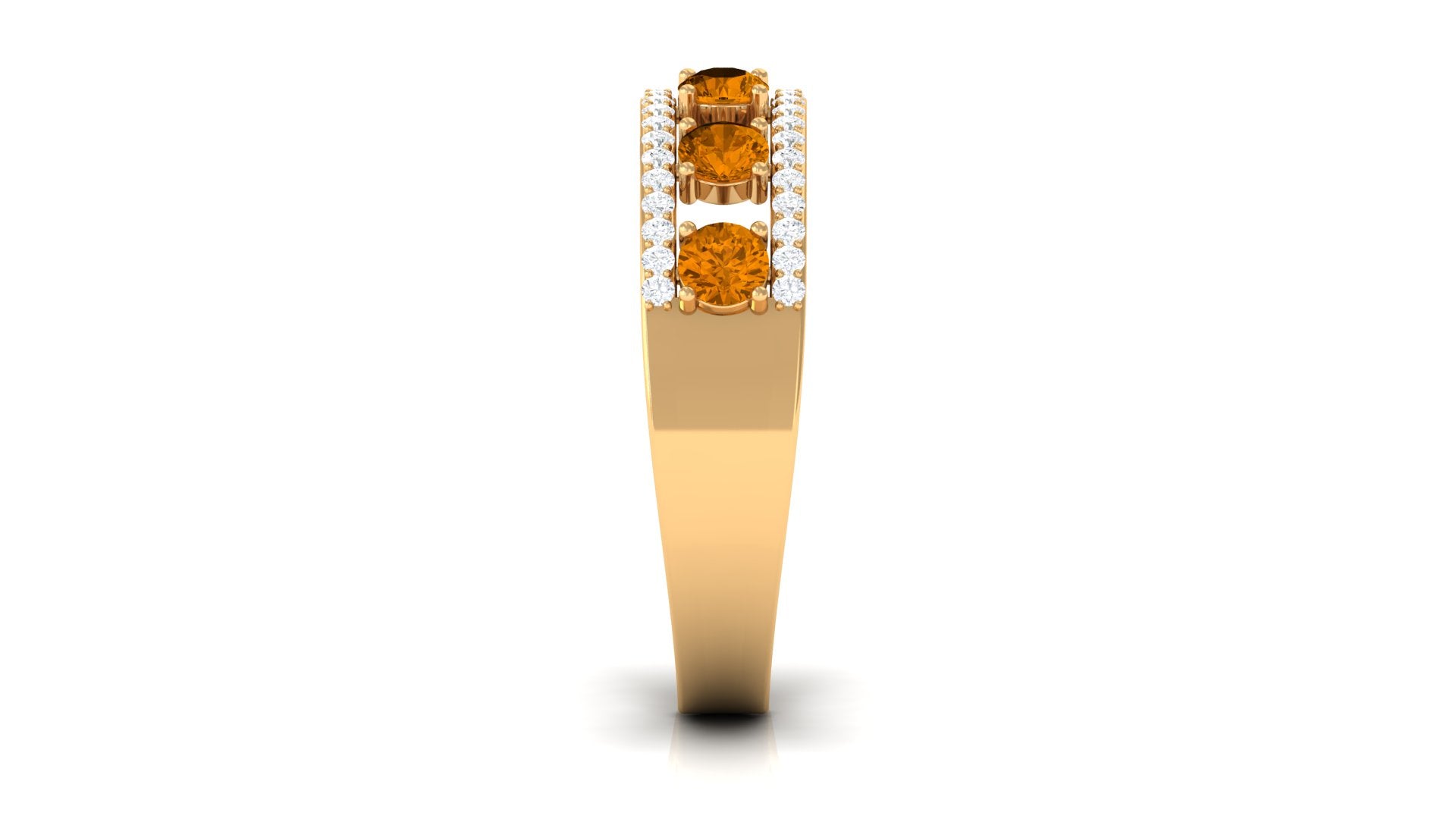 0.75 CT Real Citrine Anniversary Ring with Moissanite Accent Citrine - ( AAA ) - Quality - Rosec Jewels