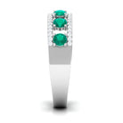 Wide Anniversary Ring with Emerald and Diamond Emerald - ( AAA ) - Quality - Rosec Jewels
