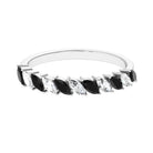 1 CT Marquise Black Onyx and Diamond Tilted Half Eternity Ring Black Onyx - ( AAA ) - Quality - Rosec Jewels