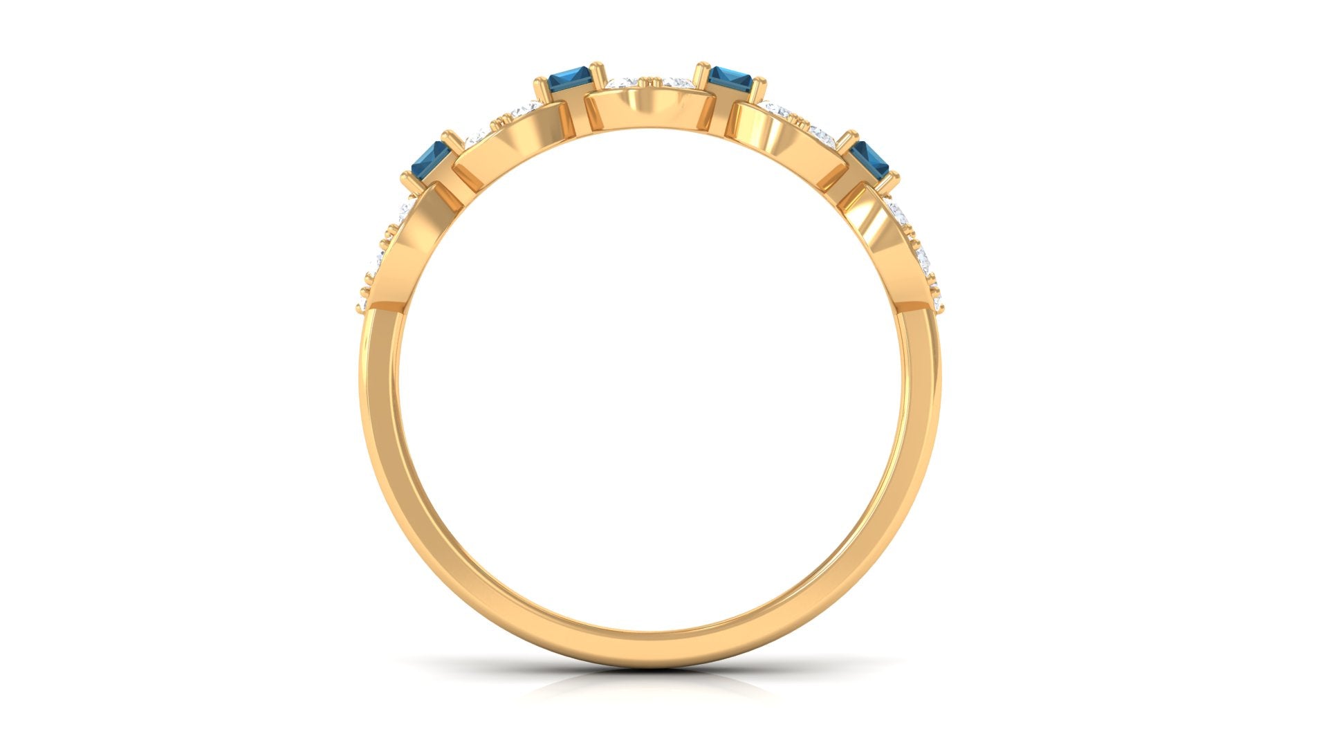 1.25 CT Designer London Blue Topaz and Diamond Half Eternity Ring London Blue Topaz - ( AAA ) - Quality - Rosec Jewels