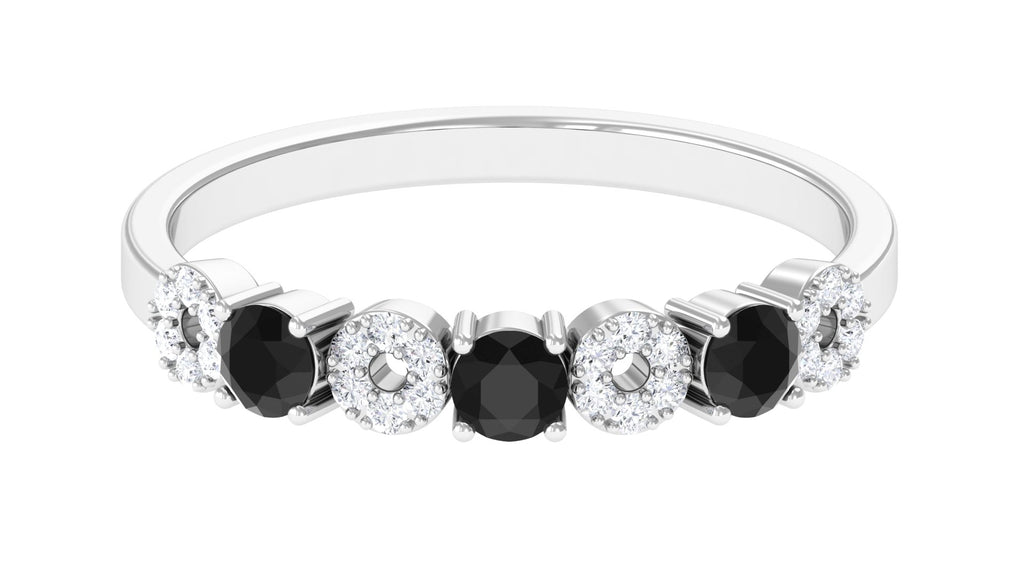 Black and White Diamond Semi Eternity Ring Black Diamond - ( AAA ) - Quality - Rosec Jewels