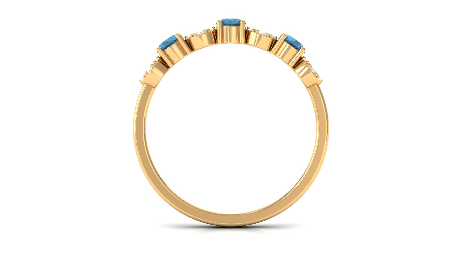 London Blue Topaz and Diamond Semi Eternity Ring London Blue Topaz - ( AAA ) - Quality - Rosec Jewels