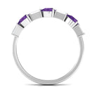 Real Amethyst and Diamond East West Half Eternity Ring Amethyst - ( AAA ) - Quality - Rosec Jewels