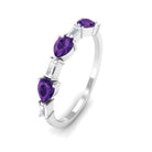 Real Amethyst and Diamond East West Half Eternity Ring Amethyst - ( AAA ) - Quality - Rosec Jewels