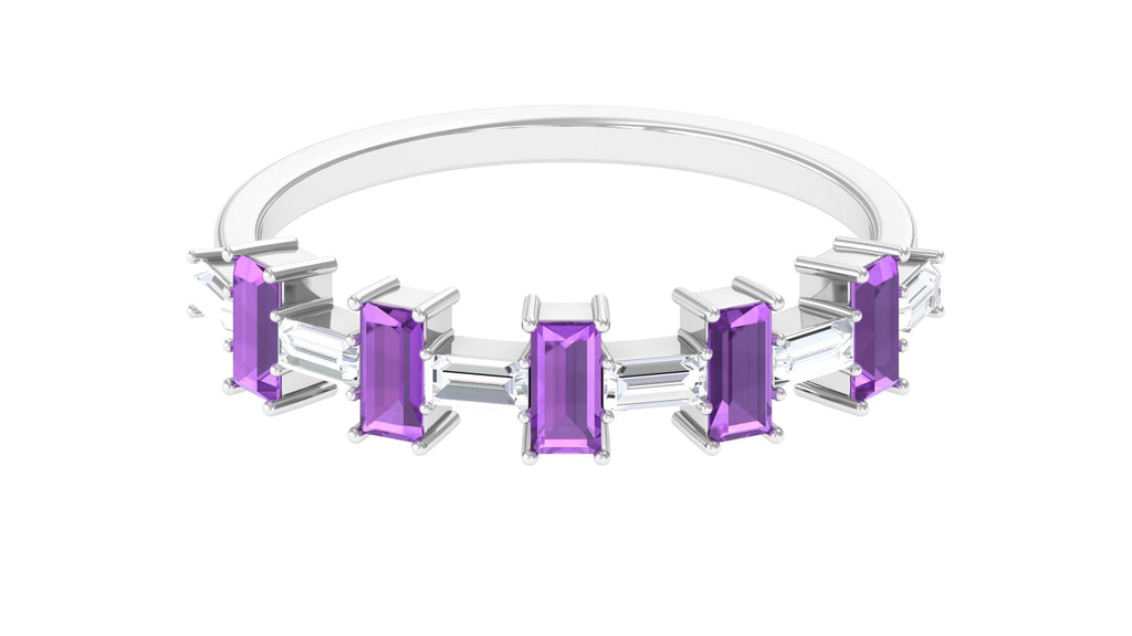 2 CT Amethyst and Moissanite East West Half Eternity Ring Amethyst - ( AAA ) - Quality - Rosec Jewels