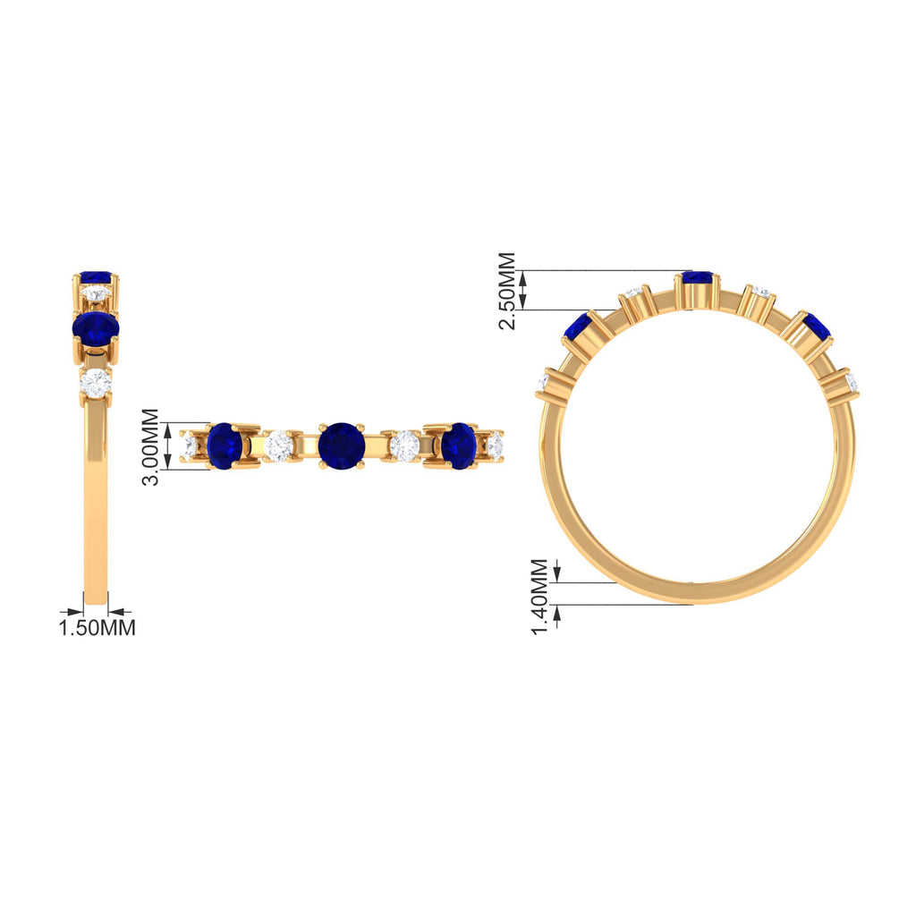 Blue Sapphire and Diamond Eternity Ring Blue Sapphire - ( AAA ) - Quality - Rosec Jewels