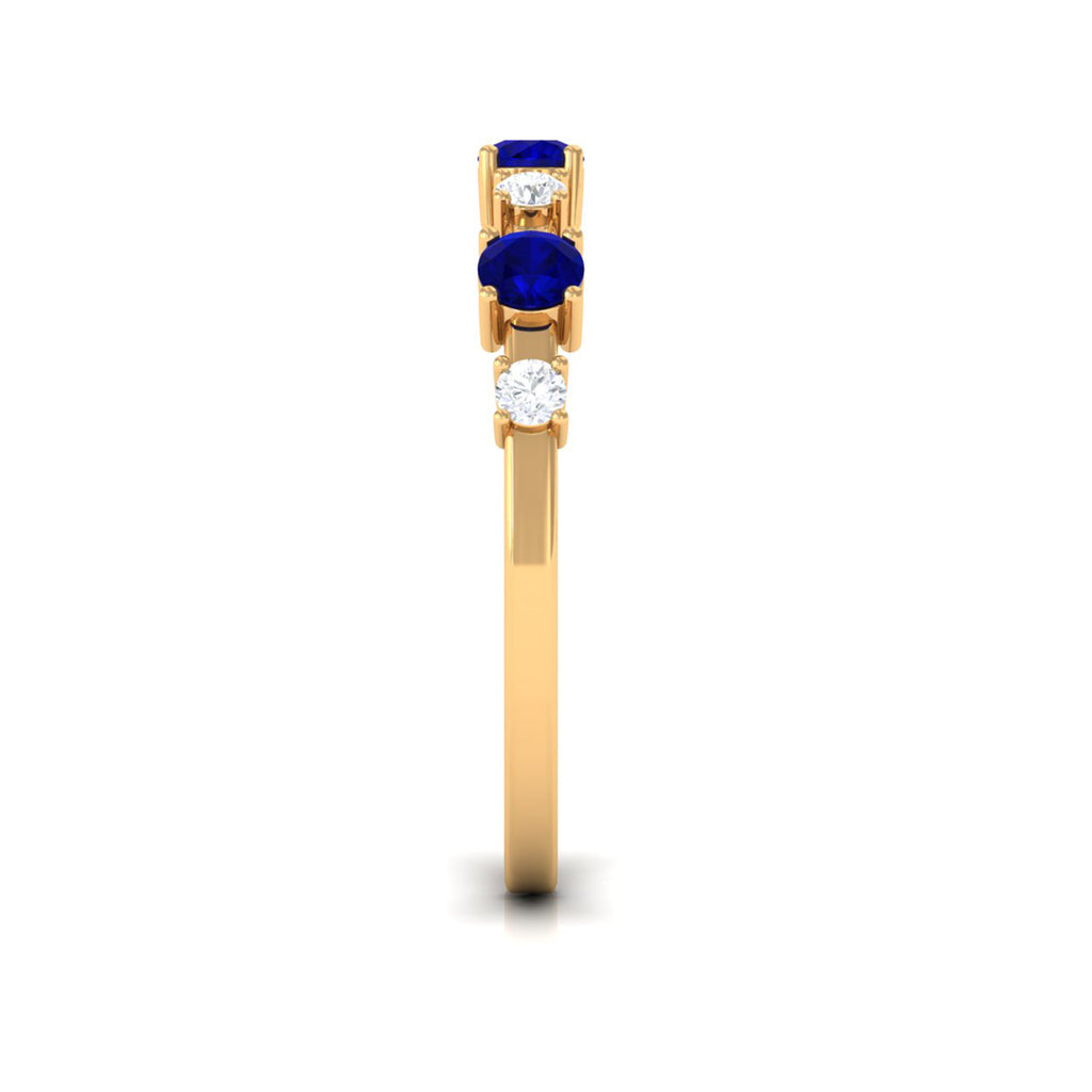 Blue Sapphire and Diamond Eternity Ring Blue Sapphire - ( AAA ) - Quality - Rosec Jewels