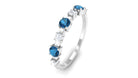 Minimal London Blue Topaz Stackable Band Ring with Diamond London Blue Topaz - ( AAA ) - Quality - Rosec Jewels