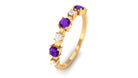 1/2 CT Amethyst and Diamond Half Eternity Ring Amethyst - ( AAA ) - Quality - Rosec Jewels
