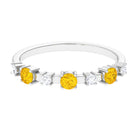 Yellow Sapphire and Diamond Half Eternity Ring Yellow Sapphire - ( AAA ) - Quality - Rosec Jewels