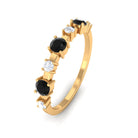 Real Black Onyx and Diamond Half Eternity Ring Black Onyx - ( AAA ) - Quality - Rosec Jewels