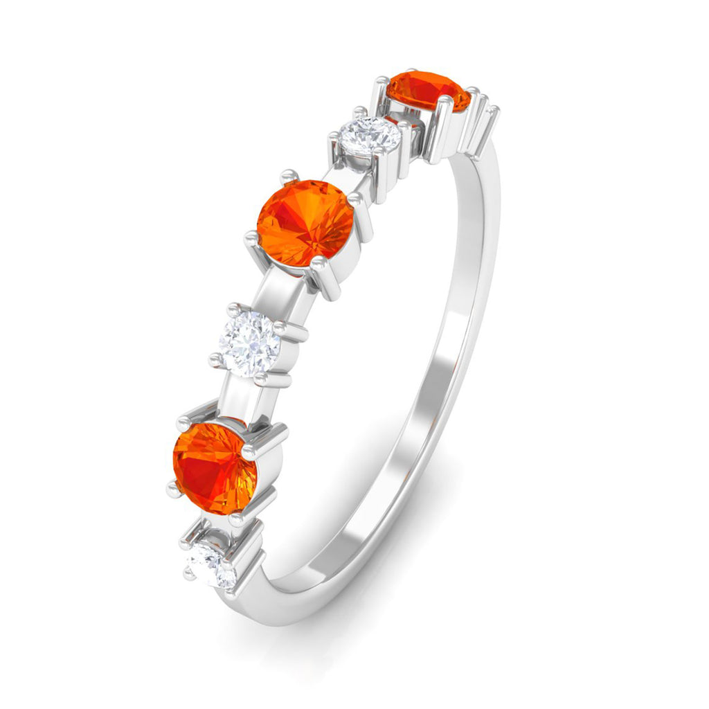 Orange Sapphire and Diamond Eternity Anniversary Band Ring Orange Sapphire - ( AAA ) - Quality - Rosec Jewels