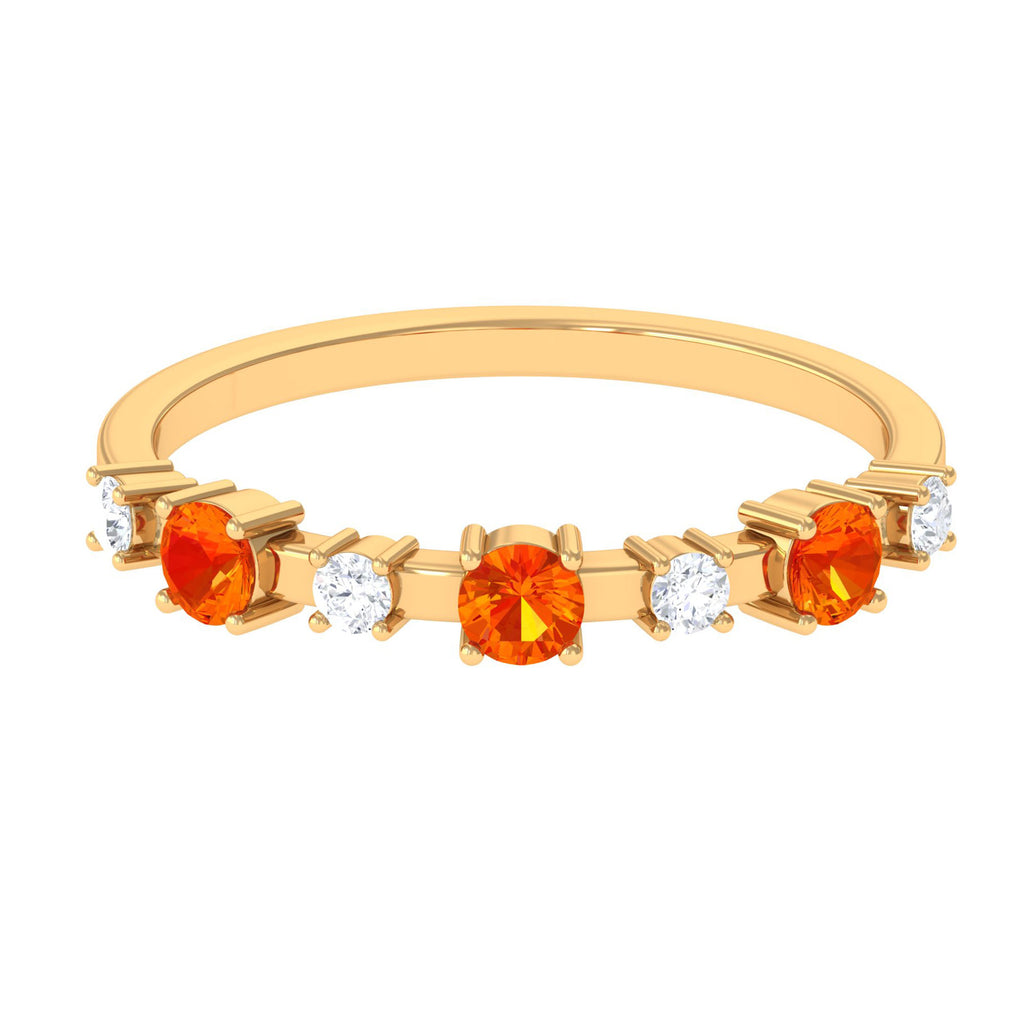 Orange Sapphire and Diamond Eternity Anniversary Band Ring Orange Sapphire - ( AAA ) - Quality - Rosec Jewels