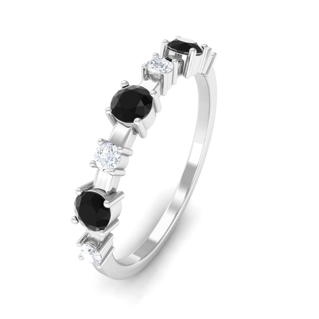 Black Spinel and Diamond Half Eternity Ring Black Spinel - ( AAA ) - Quality - Rosec Jewels