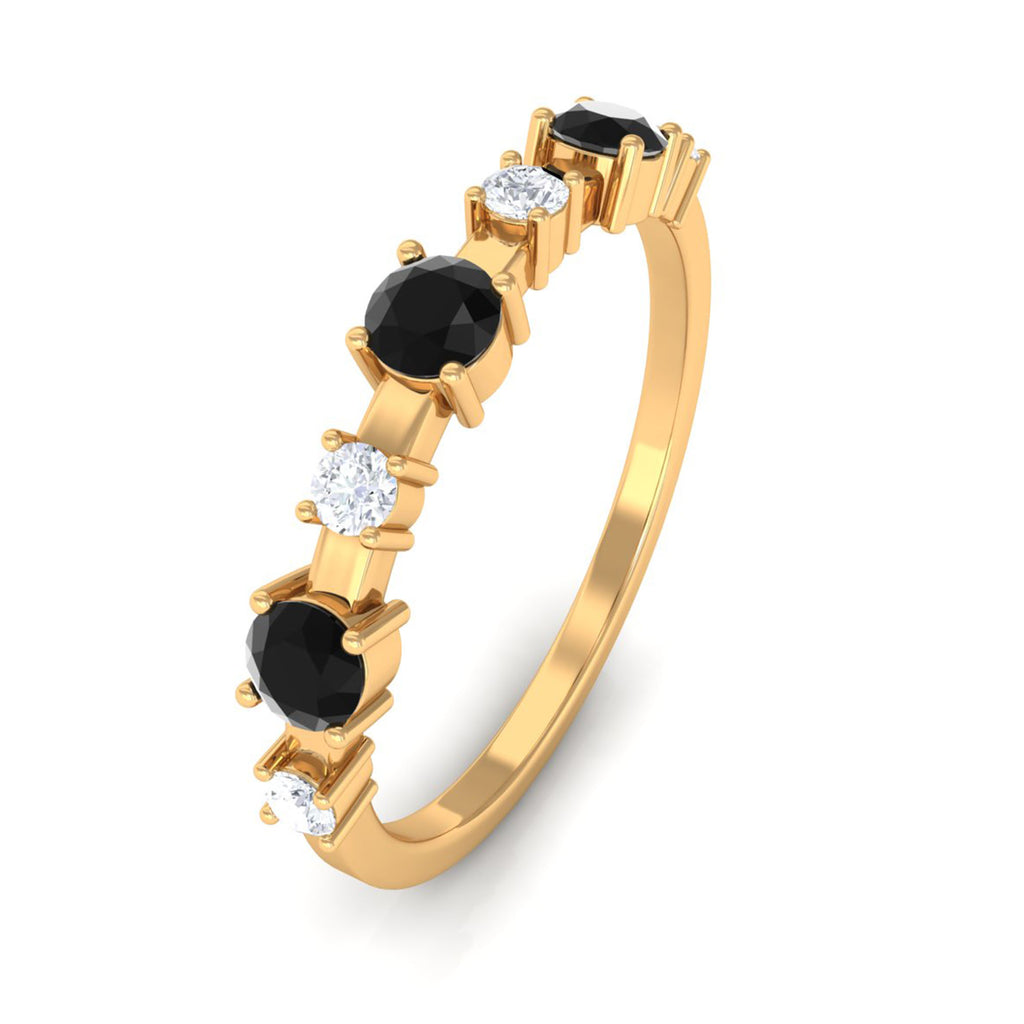 Black Spinel and Diamond Half Eternity Ring Black Spinel - ( AAA ) - Quality - Rosec Jewels