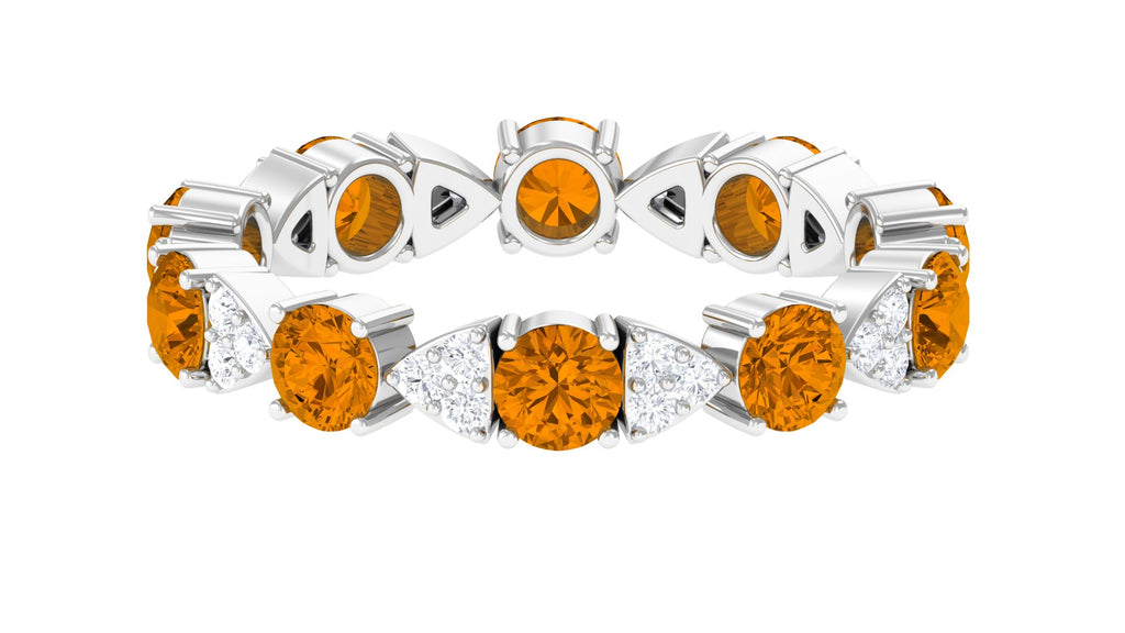1.75 CT Designer Citrine and Moissanite Eternity Ring Citrine - ( AAA ) - Quality - Rosec Jewels