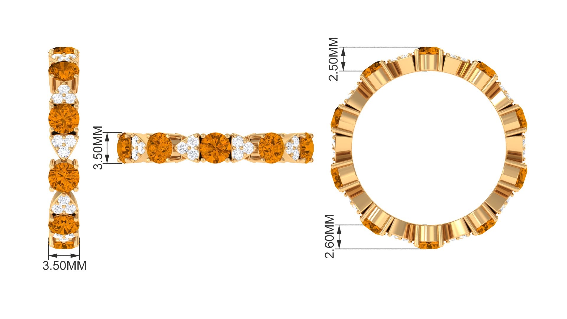 1.75 CT Designer Citrine and Moissanite Eternity Ring Citrine - ( AAA ) - Quality - Rosec Jewels