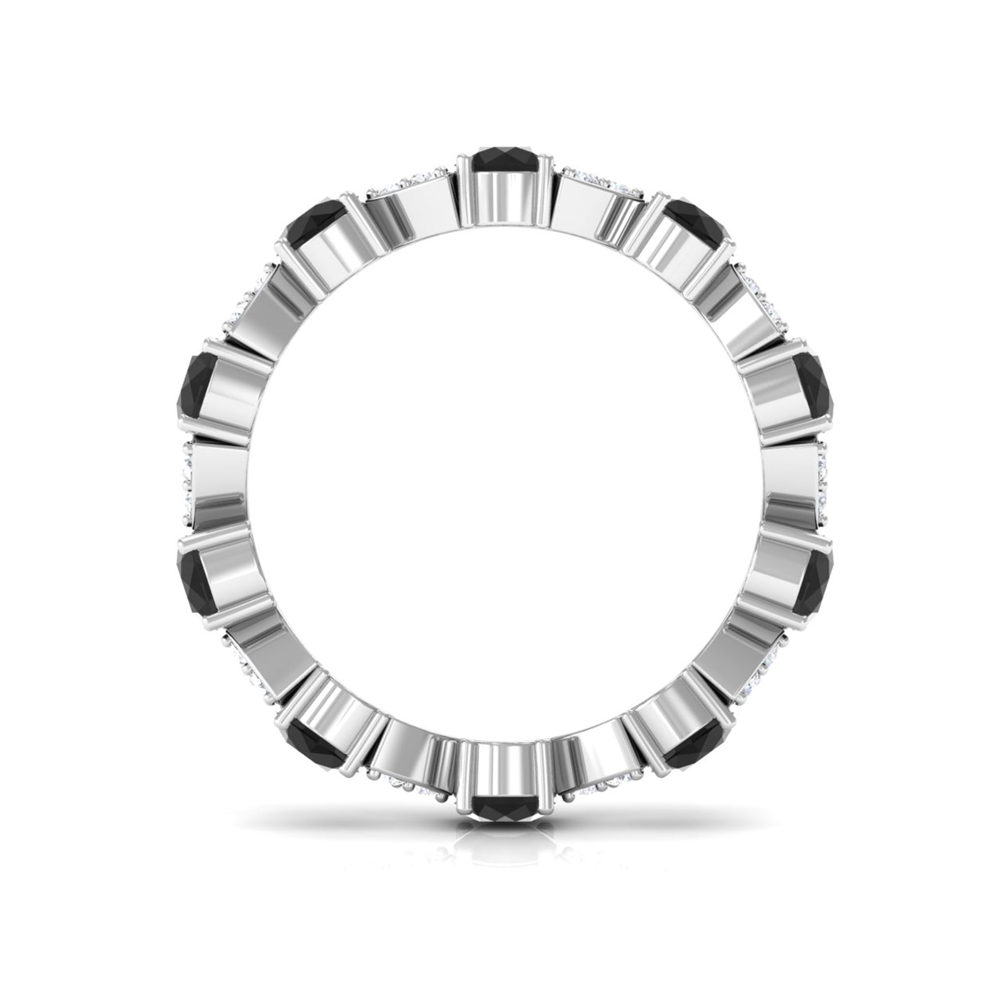 Designer Eternity Ring with Black Onyx and Diamond Black Onyx - ( AAA ) - Quality - Rosec Jewels