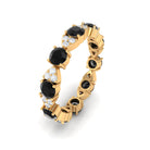 Designer Eternity Ring with Black Onyx and Diamond Black Onyx - ( AAA ) - Quality - Rosec Jewels