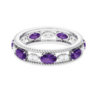 Real Amethyst and Diamond Eternity Band Ring Amethyst - ( AAA ) - Quality - Rosec Jewels