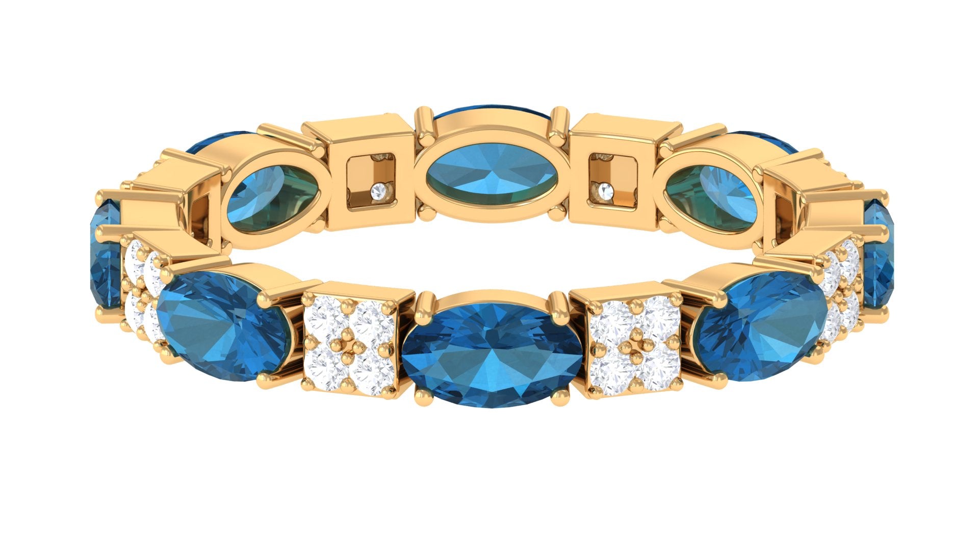 Alternate London Blue Topaz and Diamond Eternity Ring London Blue Topaz - ( AAA ) - Quality - Rosec Jewels