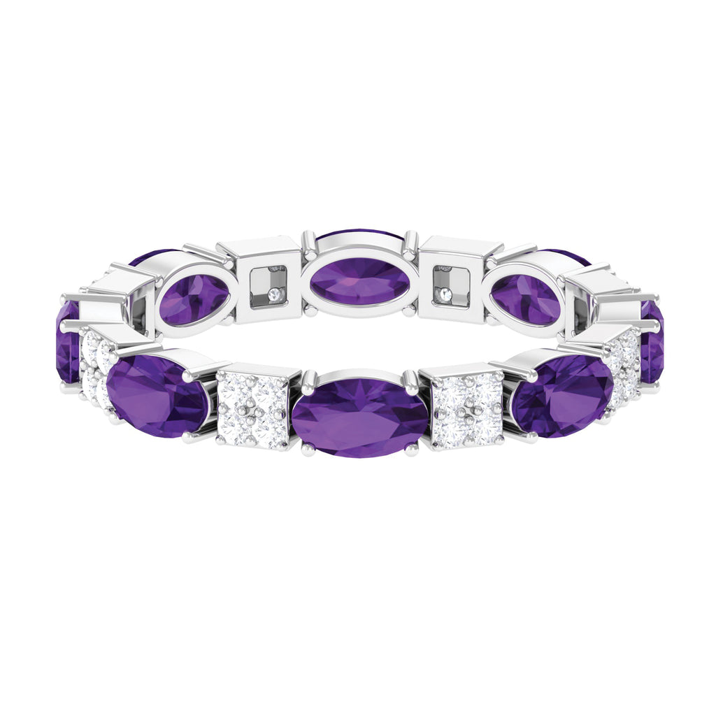 Real Amethyst and Diamond Eternity Ring Amethyst - ( AAA ) - Quality - Rosec Jewels