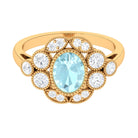 Oval Sky Blue Topaz Statement Engagement Ring with Moissanite Halo Sky Blue Topaz - ( AAA ) - Quality - Rosec Jewels